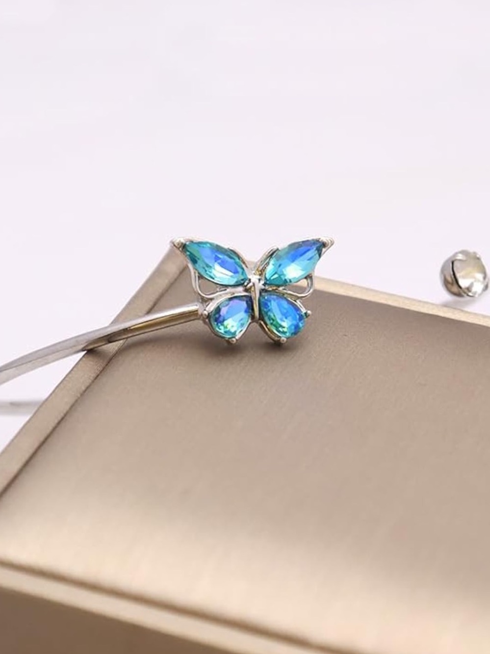 🆕New Blue Butterfly Cuff Bracelet Adjustable Open Bangle